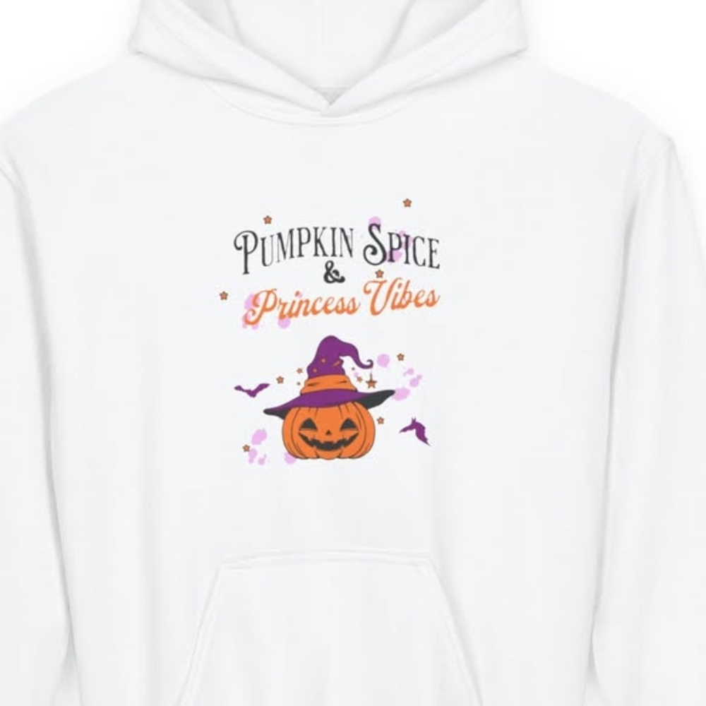 White Pumpkin Spice & Princess Vibes Kids Hoodie